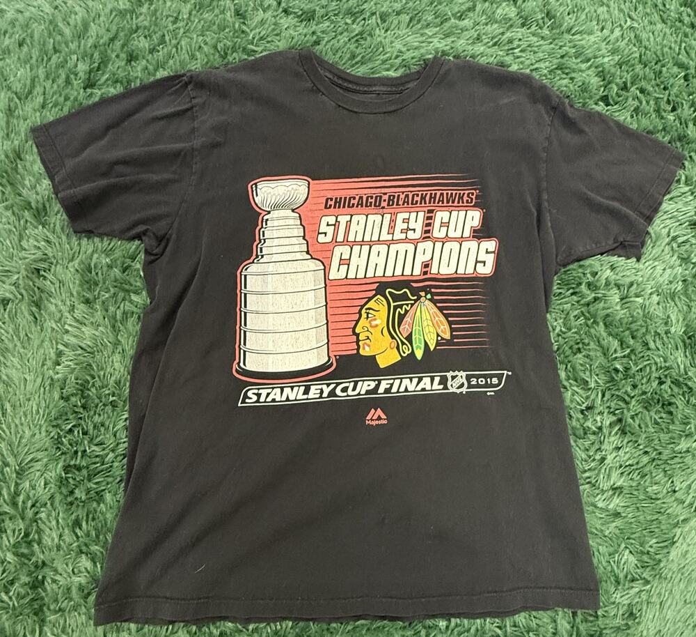 Chicago Blackhawks 2015 Stanley Cup Champions NHL Fan T-Shirt Black Majestic